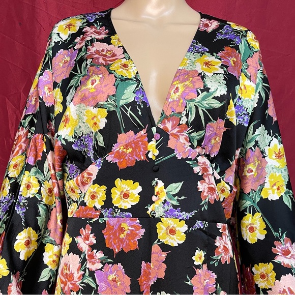 Pattern by Lush Long Sleeve Floral One Piece Wide Leg Jumpsuit Large - Picture 3 of 9